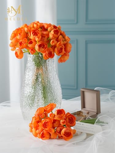 32Pcs Orange Ranunculus Artificial Flowers for DIY Home Wedding (Orange)
