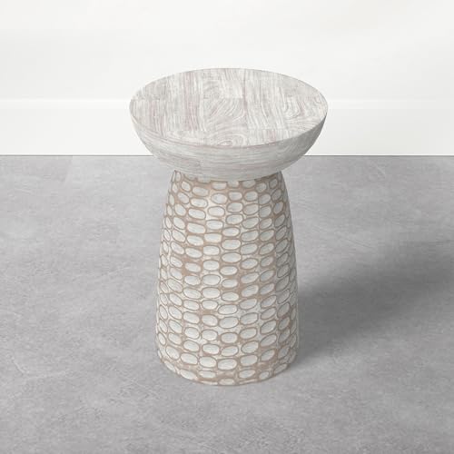 Boyd 13" Wide Solid Mango Wood Table in Distressed White (Distressed White / 13 inch)
