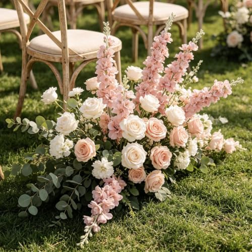 16Pcs Delphinium Artificial Flowers 33.5" Fall Long Stem Dusty Pink Flower (Coral Pink)