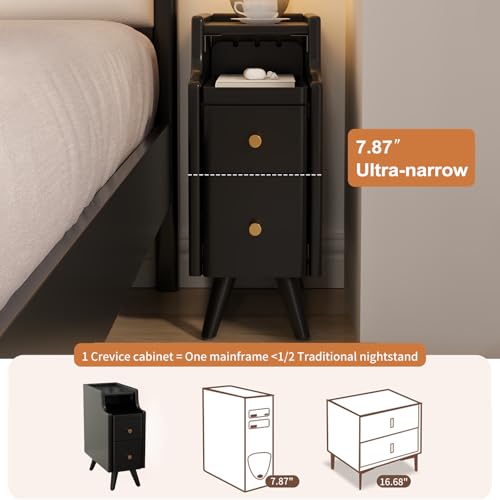 Small Nightstand with Drawers (1 Pc(black) / 15.74''D*7.87''W*19.68''H)