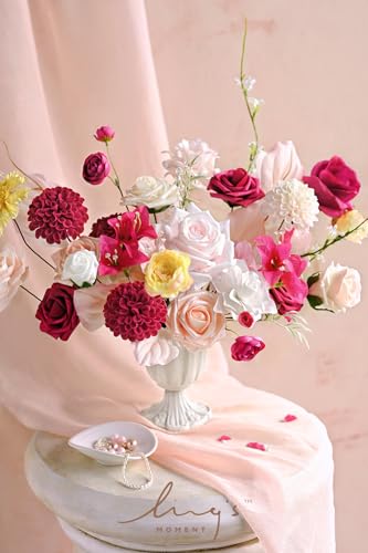Artificial Faux Greenery Stems 27pcs Berry Pink Fake Greenery (Pk-passionate Pink & Blush)