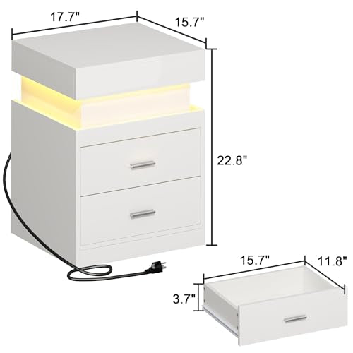 LED Nightstand Set of 2 (White / 2 Pack)