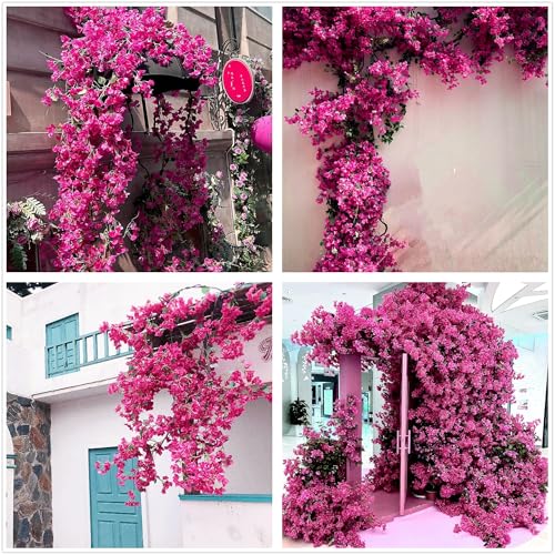 Pack of 16 Artificial Bougainvillea Flower Stems Silk Bougainvillea Long Branches Full Blossoms for Home Wedding Table Centerpiece Shower Event Backdrop Indoor Outdoor Decorations (Violet)