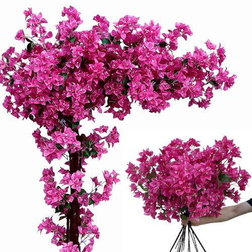 Pack of 16 Artificial Bougainvillea Flower Stems Silk Bougainvillea Long Branches Full Blossoms for Home Wedding Table Centerpiece Shower Event Backdrop Indoor Outdoor Decorations (Violet)