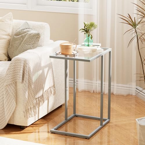 End Table C Shaped Side Table for Sofa (Grey)