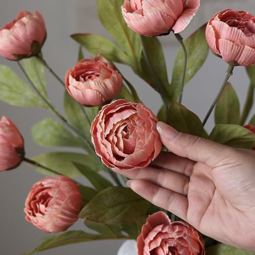 12 Pcs 27" Faux Silk Peony Artificial Flowers Stems for Vase (Dusty Pink)
