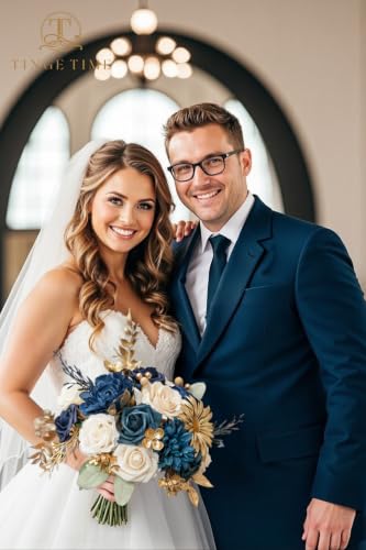 Navy Blue Artificial Flowers Combo (Navy Blue)