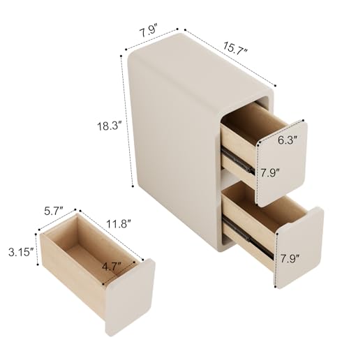 Narrow Nightstand (7.9"W / White (2 Drawers))