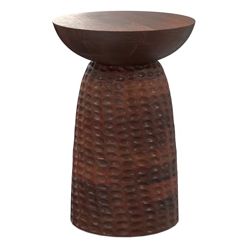 Boyd 16" Wide Solid Wood Round End Table in Warm Dark Brown (Warm Dark Brown / 16 inch)