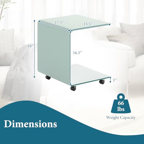 Tempered Glass Side Table (White)