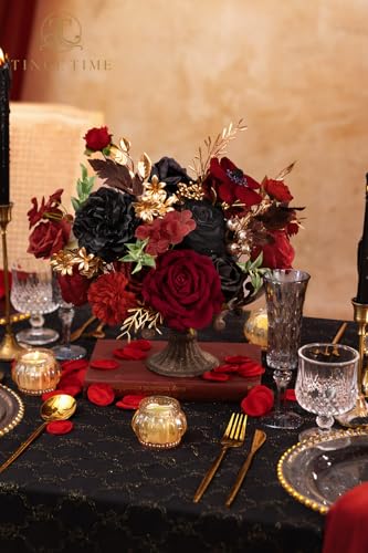 Gothic Wedding Artificial Flowers Combo (Gothic Black and Red)
