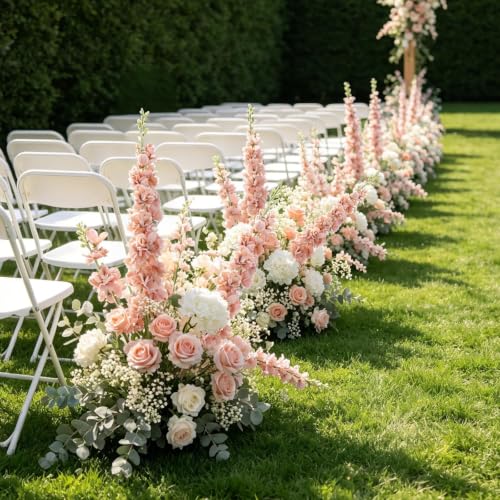 16Pcs Delphinium Artificial Flowers 33.5" Fall Long Stem Dusty Pink Flower (Coral Pink)