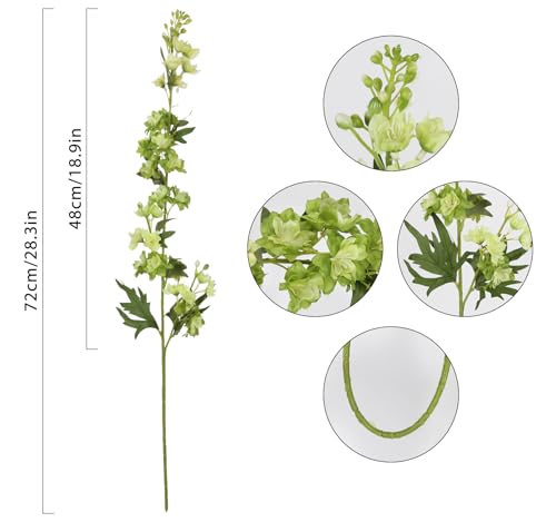 Sage Green Delphinium Artificial Flowers 5PCS Silk Larkspur Realistic Faux Snapdragon for Vase (5pcs-green)
