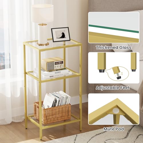 Gold Side Table with Tempered Glass (1 Pack)