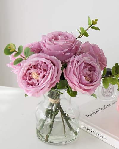 Artificial Flowers with Pinkish (Purple Artificial Peonies Flowers With Vase)