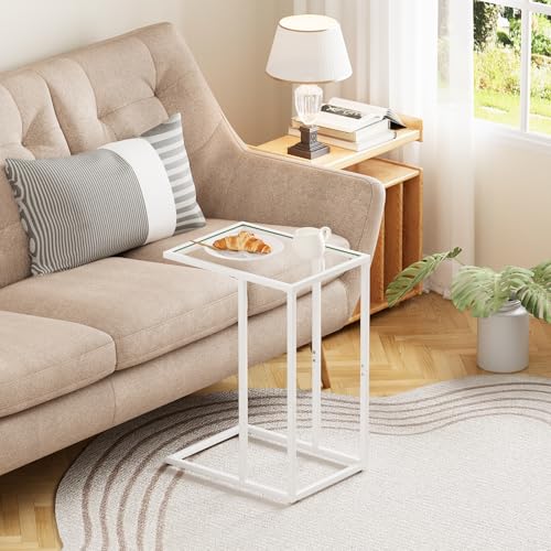 Small C Shaped Table for Sofa (White)