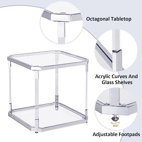 Glass Top Side Table (Silver)