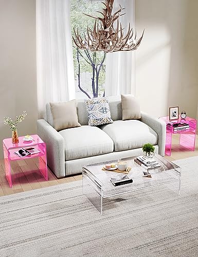 Clear Acrylic End Table 2 (Pink Double)