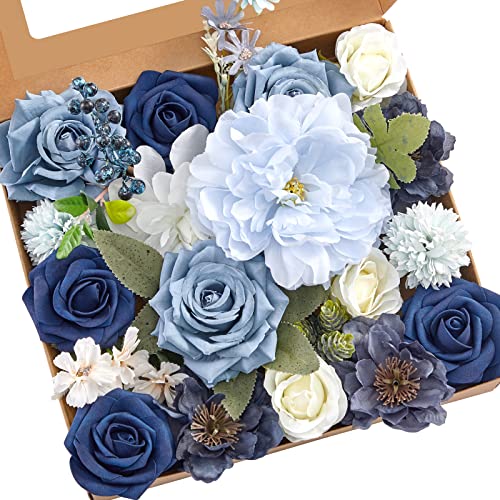 Artificial Flowers Dusty Blue Flowers for Wedding Home Decor (Blue / 1 Box)