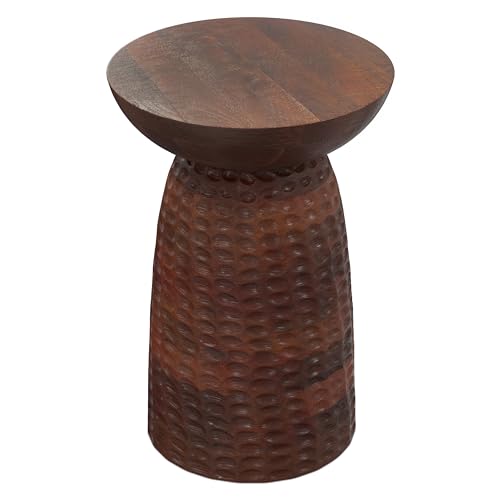 Boyd 16" Wide Solid Wood Round End Table in Warm Dark Brown (Warm Dark Brown / 16 inch)