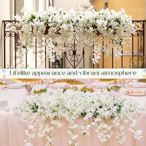 16 Pack Artificial Bougainvillea Bulk Silk Flower (White)
