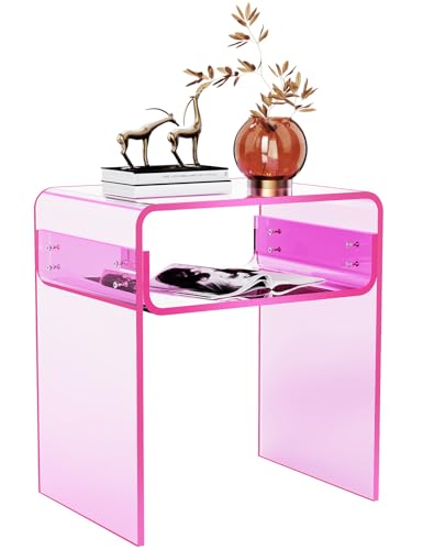 Clear Acrylic End Table 2 (Pink)