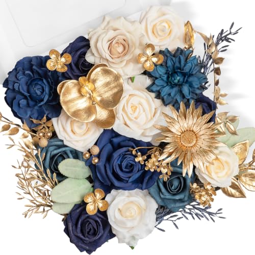 Navy Blue Artificial Flowers Combo (Navy Blue)