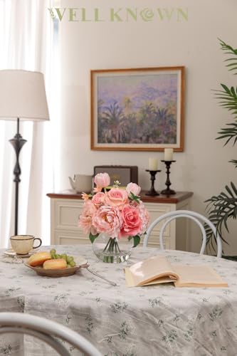 Artificial Flowers in Vase with Fake Water (Peach Pink Mixed)