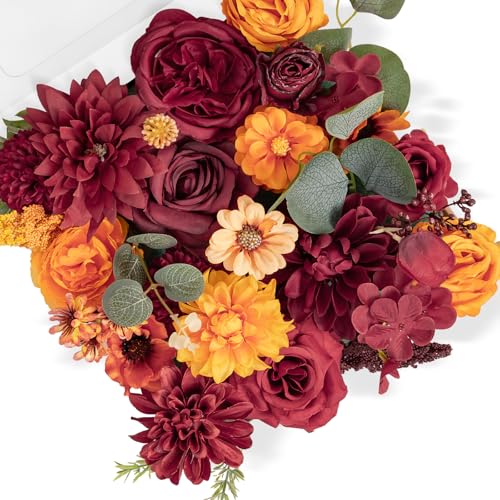 Fall Artificial Flowers Combo (Burgundy & Burnt Orange)