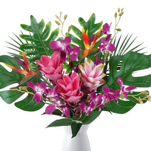 15PCS Tropical Flowers Artificial (Green)