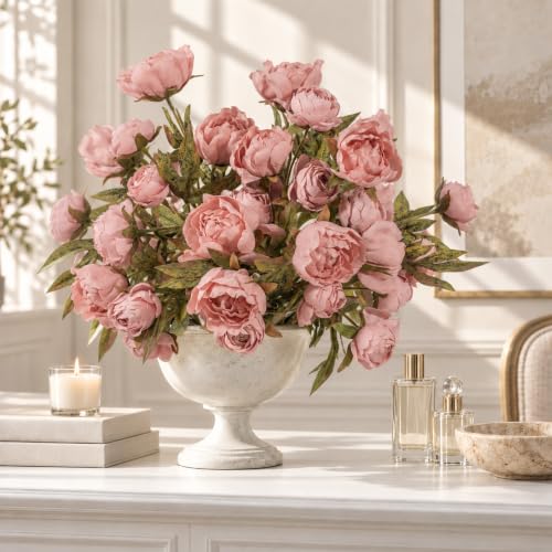 8 PCS 18" Faux Peonies Artificial Flowers Silk Flowers for Vase (Pink / 8P)