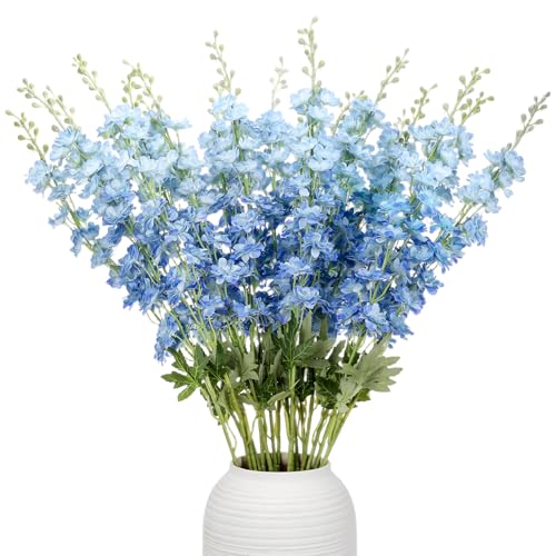 20 Delphinium Artificial Flowers 33.5" Long Stem (Blue)