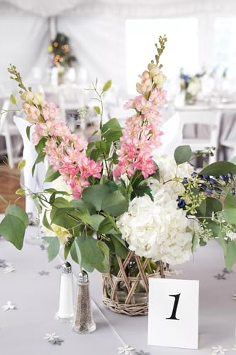 Pink Silk Delphinium Flowers Combo Clematis Greenery 8pcs Long Stem Pink Fake Larkspur Flowers Floral Arrangements for Tall Vase Table Party Home Decor (Pink)