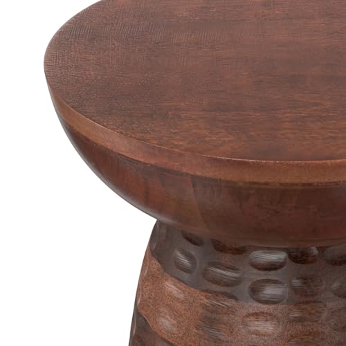 Boyd 13" Wide Solid Wood Round End Table in Warm Dark Brown (Warm Dark Brown / 13 inch)
