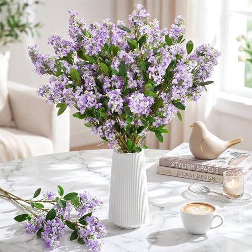 30 Pcs 30" Artificial Lilac Flowers Fake Delphinium Antirrhinum Stem Silk Artificial Flower Branch Floral Arrangement for Vase Centerpieces Wedding Bouquet Home (Purple)