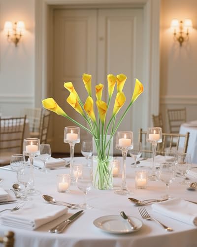 12pcs Large Calla Lily Artificial Flowers (Yellow-orange Edge)