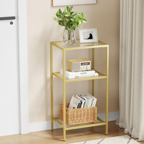 Gold Side Table with Tempered Glass (1 Pack)