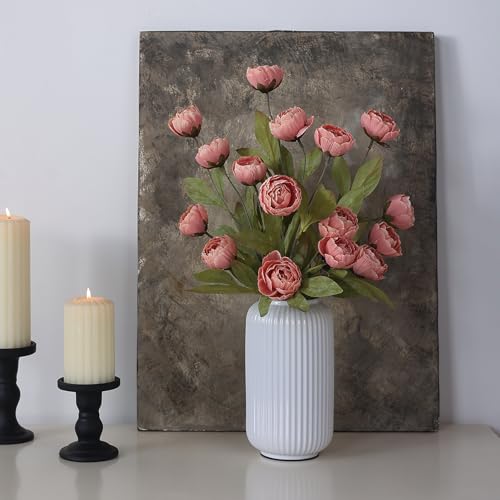 12 Pcs 27" Faux Silk Peony Artificial Flowers Stems for Vase (Dusty Pink)