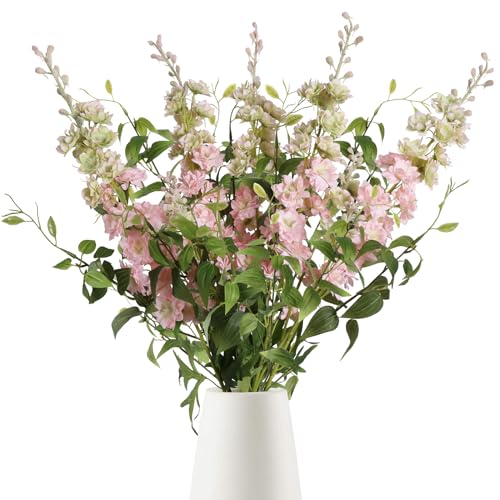 Artificial Delphinium Pink Flowers Combo Clematis Greenery 9 Pcs (Pink)