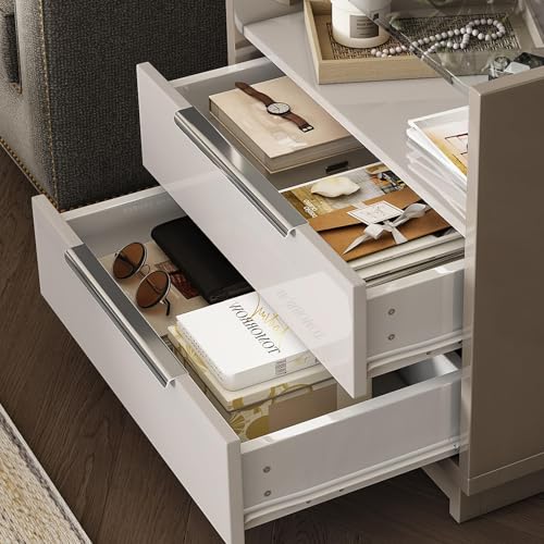 23.6" Nightstand Set of 2 (Cream & Gray)