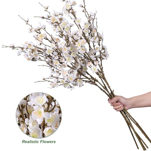 6 PCS Artificial Cherry Blossom Branches Spring Indoor Decoration (A-white)