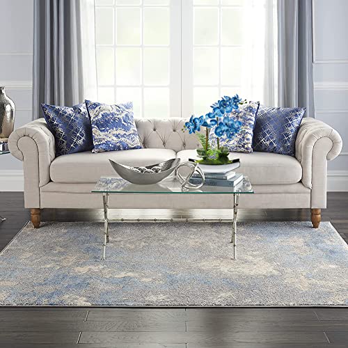 Orchids Artificial Flowers 15" Blue Phalaenopsis Orchid with Silver Pots Real Touch Faux Orchids for Home Office Bedroom Living Room Table Decoration (Blue#2)