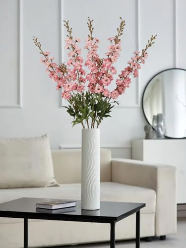 Pink Artificial Delphinium Flowers 33.5" Long Stem Artificial Flowers Vintage Pink Fake Flowers for Wedding Centerpieces for Home Tables Party Decor（Vintage Pink） (5pcs-vintage Pink)