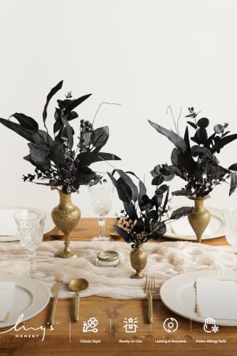 Artificial Faux Greenery Stems 36pcs Black Fake Greenery (Blk-black)