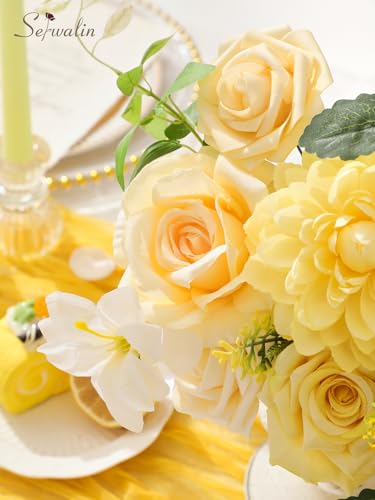 Cream Yellow Artificial Flowers (A Bloom Cream Yellow / 1 Box)