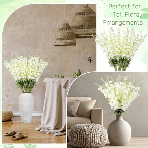 20 Delphinium Artificial Flowers 33.5" Long Stem (White)