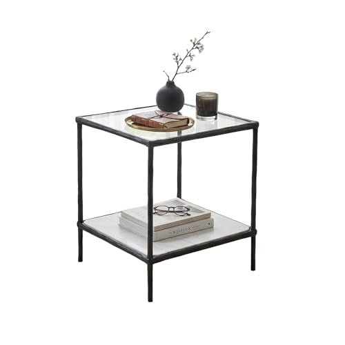 Modern Glass and Marble End Table (Antique Black)