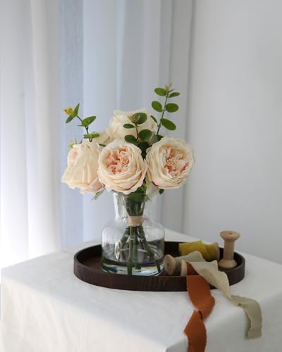 Champagne Roses Artificial Flowers in Vase (Champagne Simulated Rose With Vase)