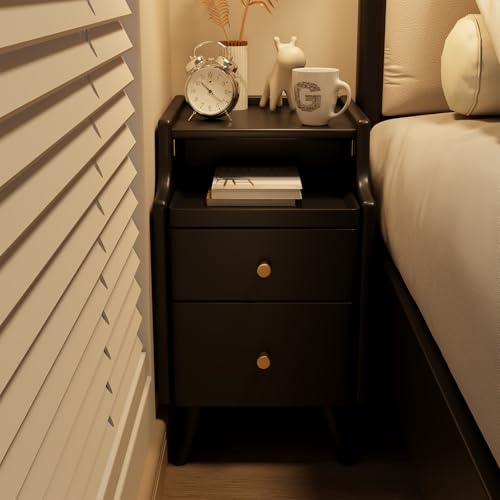 Wood Nightstand (1 Pc(black) / 15.74''D*15.74''W*19.68''H)