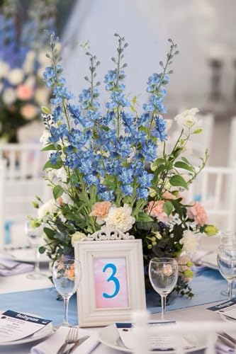 Blue Delphinium Artificial Flowers Combo Clematis Greenery 9 PCS (Blue)